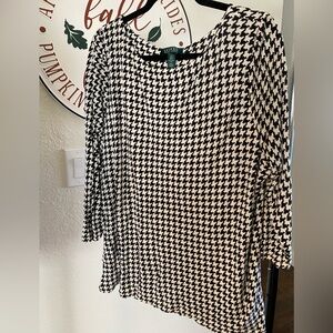 Ralph Lauren Black/White Houndstooth Women’s Plus Blouse (2X)